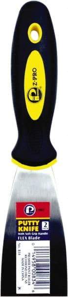 Premier Paint Roller - 2" Wide Spring Blade Steel Putty Knife - Stiff, Soft Grip Plastic Handle, 8.343" OAL - USA Tool & Supply