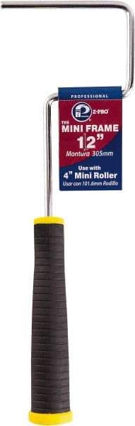 Premier Paint Roller - 4" Wide x 12" Long Mini Roller Frame - Steel Frame, Plastic Handle - USA Tool & Supply