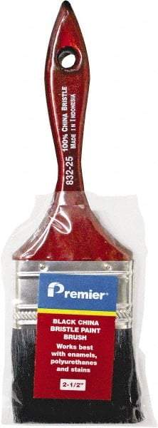 Premier Paint Roller - 2-1/2" Flat China Bristle General Purpose Paint Brush - 2-1/4" Bristle Length, 6" Wood Beavertail Handle - USA Tool & Supply