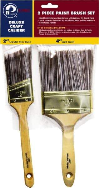 Premier Paint Roller - 2 & 4" Angle/Flat Polyester General Purpose Paint Brush Set - 2-1/2 & 3-1/2" Bristle Length, 6 & 6-1/2" Wood Sash & Beavertail Handle - USA Tool & Supply