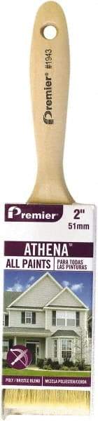 Premier Paint Roller - 2" Flat Polyester/Natural General Purpose Paint Brush - 2-1/2" Bristle Length, 5-1/8" Wood Beavertail Handle - USA Tool & Supply