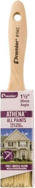 Premier Paint Roller - 1-1/2" Flat Polyester/Natural General Purpose Paint Brush - 2-1/4" Bristle Length, 5" Wood Beavertail Handle - USA Tool & Supply