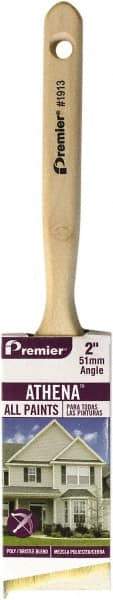 Premier Paint Roller - 2-1/2" Angled Polyester/Natural Angular Brush - 2" Bristle Length, 7" Wood Sash Handle - USA Tool & Supply