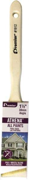Premier Paint Roller - 1-1/2" Angled Polyester/Natural Angular Brush - 2-1/4" Bristle Length, 6-3/4" Wood Sash Handle - USA Tool & Supply