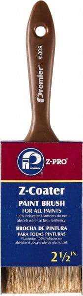 Premier Paint Roller - 2-1/2" Flat Polyester General Purpose Paint Brush - 2-3/4" Bristle Length, 5" Plastic Beavertail Handle - USA Tool & Supply