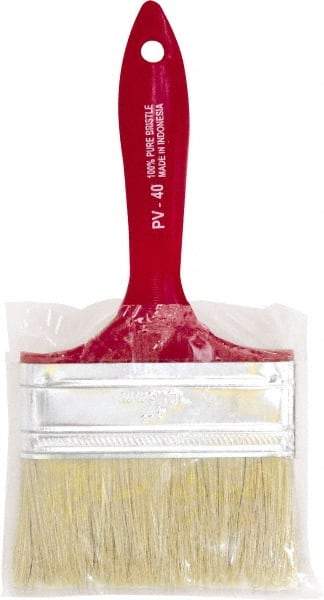 Premier Paint Roller - 4" Flat White China Bristle Chip Brush - 1-3/4" Bristle Length, 5-1/4" Plastic Beavertail Handle - USA Tool & Supply