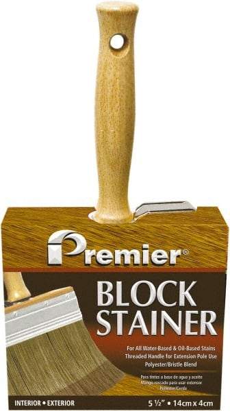 Premier Paint Roller - 6" Flat Polyester/Natural Stainer Brush - 3-1/4" Bristle Length, 5-1/4" Wood Threaded Wood Handle - USA Tool & Supply