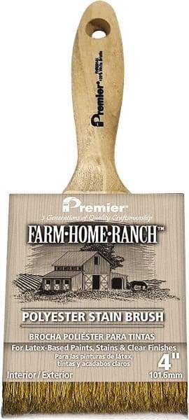 Premier Paint Roller - 2-1/2" Flat Polyester Stainer Brush - 2-3/4" Bristle Length, 6" Wood Beavertail Handle - USA Tool & Supply