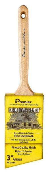Premier Paint Roller - 3" Angled Nylon/Polyester Angular Brush - 3-1/4" Bristle Length, 7-1/2" Wood Sash Handle - USA Tool & Supply