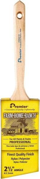 Premier Paint Roller - 2-1/2" Angled Nylon/Polyester Angular Brush - 3" Bristle Length, 7-1/4" Wood Sash Handle - USA Tool & Supply