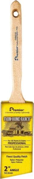 Premier Paint Roller - 2" Angled Nylon/Polyester Angular Brush - 2-3/4" Bristle Length, 7" Wood Sash Handle - USA Tool & Supply