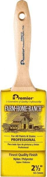 Premier Paint Roller - 2-1/2" Flat Nylon/Polyester General Purpose Paint Brush - 3" Bristle Length, 5-1/2" Wood Beavertail Handle - USA Tool & Supply