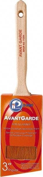 Premier Paint Roller - 3" Oval/Angle Polyester Sash Brush - 3-1/4" Bristle Length, 6-3/4" Wood Sash Handle - USA Tool & Supply