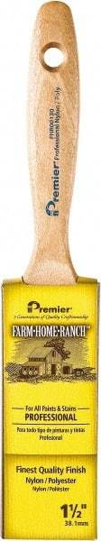 Premier Paint Roller - 1-1/2" Flat Nylon/Polyester General Purpose Paint Brush - 2-1/2" Bristle Length, 4-3/4" Wood Beavertail Handle - USA Tool & Supply