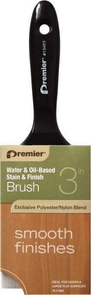 Premier Paint Roller - 3" Flat Polyester Stainer Brush - 2-1/4" Bristle Length, 5" Plastic Beavertail Handle - USA Tool & Supply