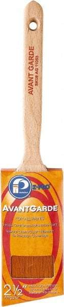 Premier Paint Roller - 2-1/2" Oval/Angle Polyester Sash Brush - 3" Bristle Length, 7" Wood Sash Handle - USA Tool & Supply