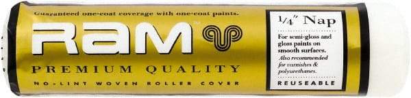 Premier Paint Roller - 1/4" Nap, 9" Wide Paint Roller Cover - Smooth Texture, Polyester - USA Tool & Supply