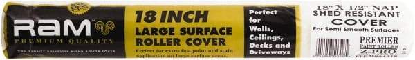 Premier Paint Roller - 1/2" Nap, 18" Wide Paint Roller Cover - Semi-Rough Texture, Polyester - USA Tool & Supply