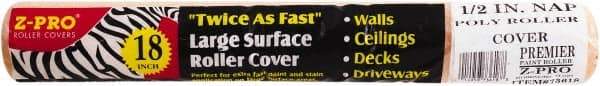Premier Paint Roller - 1/2" Nap, 18" Wide Paint Roller Cover - Semi-Rough Texture, Polyester - USA Tool & Supply