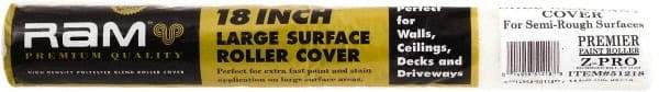 Premier Paint Roller - 3/8" Nap, 18" Wide Paint Roller Cover - Semi-Smooth Texture, Polyester - USA Tool & Supply