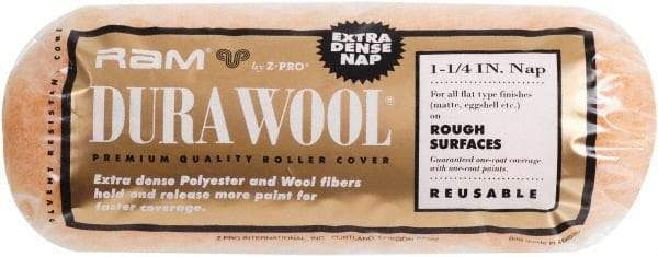 Premier Paint Roller - 1" Nap, 9" Wide Paint Roller Cover - Rough Texture, Polyester - USA Tool & Supply