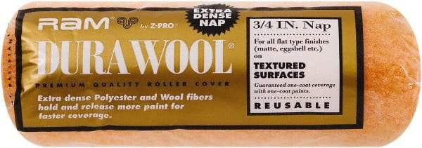 Premier Paint Roller - 3/4" Nap, 9" Wide Paint Roller Cover - Rough Texture, Polyester - USA Tool & Supply