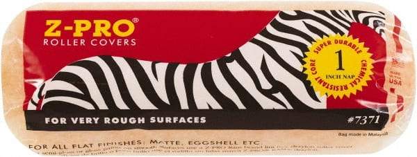 Premier Paint Roller - 1" Nap, 9" Wide Paint Roller Cover - Rough Texture, Polyester - USA Tool & Supply