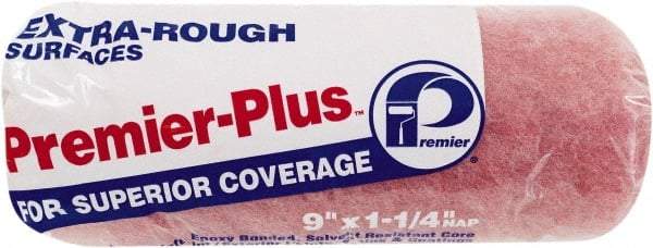 Premier Paint Roller - 1-1/4" Nap, 9" Wide Paint Roller Cover - Extra-Rough Texture, Polyester - USA Tool & Supply