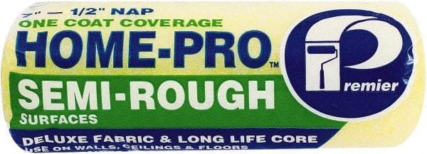 Premier Paint Roller - 1/2" Nap, 7" Wide Paint Roller Cover - Semi-Rough Texture, Polyester - USA Tool & Supply