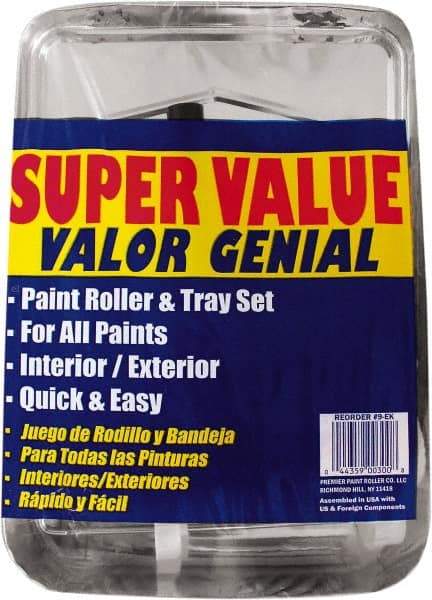 Premier Paint Roller - 3/8" Nap, Wall Paint Roller Set - 10" Wide, Steel Frame, Includes Paint Tray, Roller Cover & Frame - USA Tool & Supply