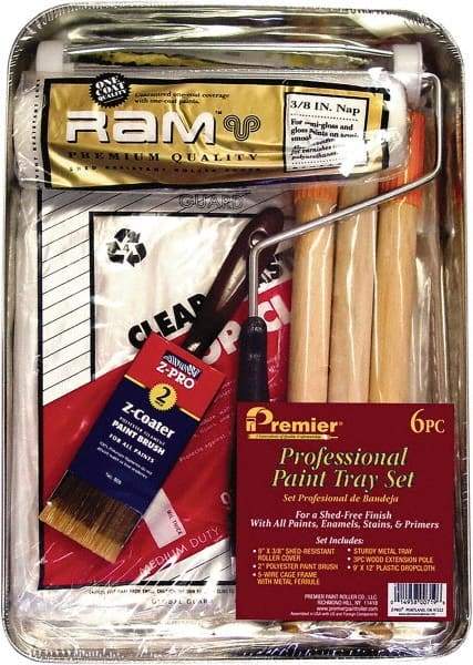 Premier Paint Roller - 0.3333" Nap, Wall Paint Roller Set - 10" Wide, Steel Frame, Includes Paint Tray, Roller Cover & Frame - USA Tool & Supply