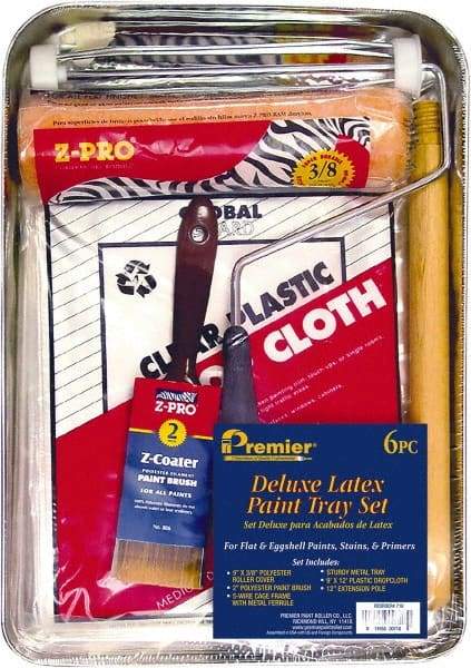 Premier Paint Roller - 3/8" Nap, Wall Paint Roller Set - 10" Wide, Steel Frame, Includes Paint Tray, Roller Cover & Frame - USA Tool & Supply