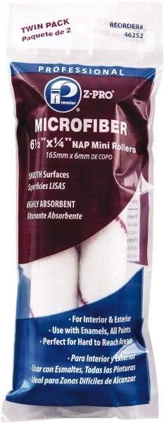 Premier Paint Roller - 1/4" Nap, 6" Wide Paint Mini Roller Covers - Smooth Texture, Microfiber - USA Tool & Supply