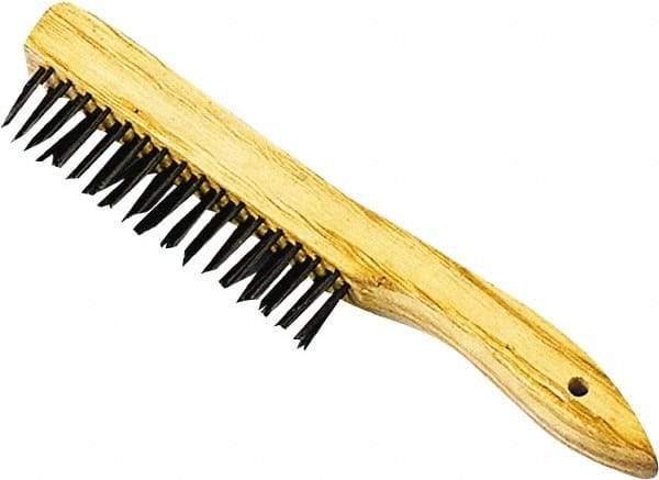 Premier Paint Roller - Steel Surface Preparation Wire Brush - 1" Bristle Length, 1" Wide, 10-1/2" OAL, Wood Block, Tapered Wood Handle - USA Tool & Supply