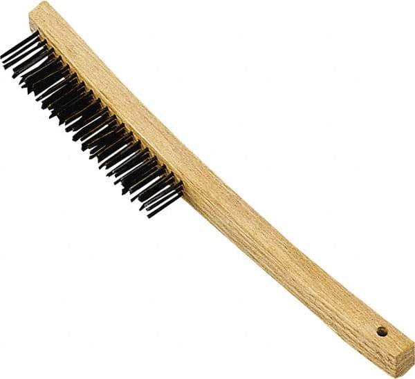 Premier Paint Roller - Steel Surface Preparation Wire Brush - 1" Bristle Length, 1" Wide, 14" OAL, Wood Block, Long Wood Handle - USA Tool & Supply