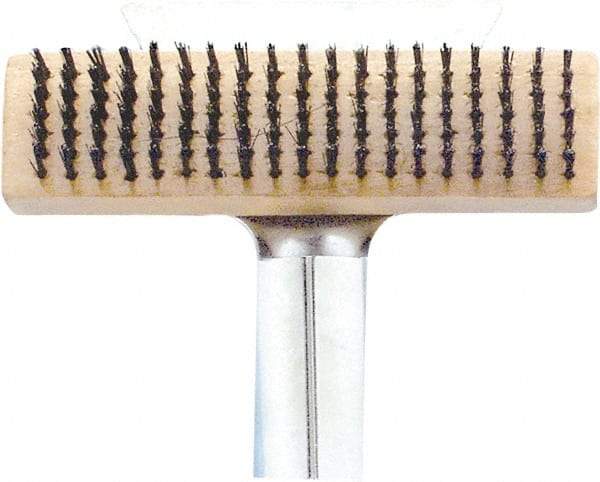 Premier Paint Roller - Steel Surface Preparation Wire Brush - 1" Bristle Length, 2-1/2" Wide, 6" OAL, Wood Block, Straight Wood Handle - USA Tool & Supply