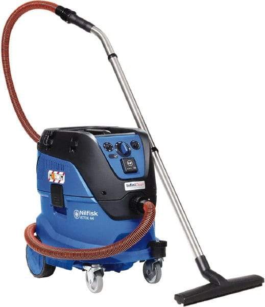 Nilfisk - 11 Gal Plastic Tank, Electric Powered Wet/Dry Vacuum - 1.2 Peak hp, 100/120 Volt, 7.4 Amps, 13' Hose Fitting, Main Filter, Accessories Included - USA Tool & Supply