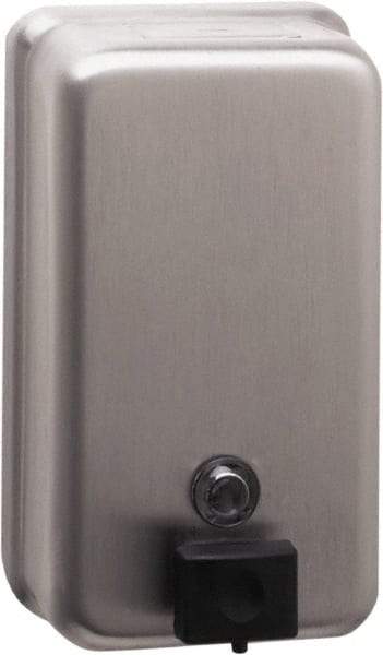 Bobrick - 40 oz Liquid Hand Soap Dispenser - Stainless Steel, Wall Mounted, Silver - USA Tool & Supply