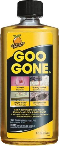 Goo Gone - 8 oz Bottle Adhesive Remover - Removes Adhesives, Gum, Tar, Crayon, Scuff Marks, Wax, Sap - USA Tool & Supply