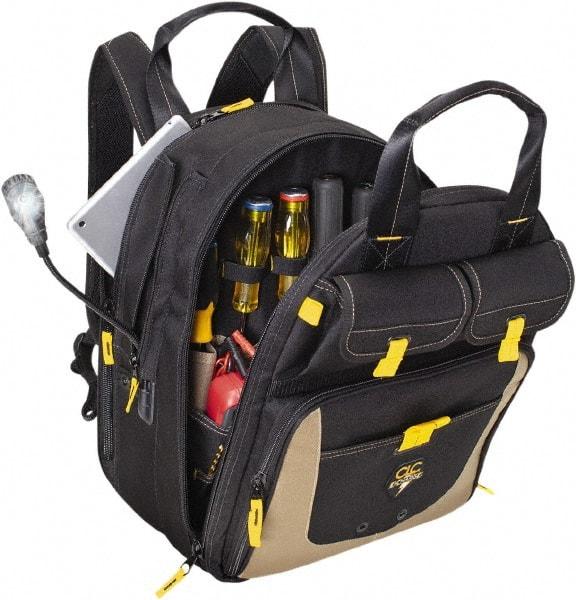 CLC - 36 Pocket Black & Khaki Polyester Backpack Tool Bag - 13" Wide x 10-1/4" Deep x 17" High - USA Tool & Supply