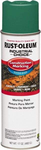 Rust-Oleum - 17 fl oz Green Paint & Primer - 400' Coverage at 1" Wide, Water-Based Formula, >500 gL VOC - USA Tool & Supply