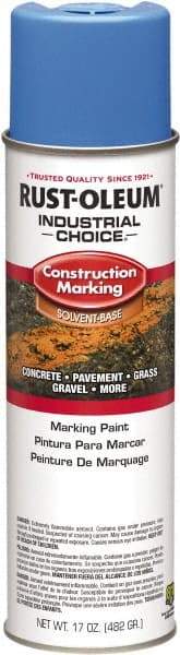 Rust-Oleum - 17 fl oz Blue Paint & Primer - 400' Coverage at 1" Wide, Solvent Base Formula, >500 gL VOC - USA Tool & Supply