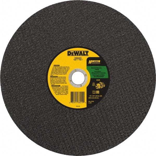 DeWALT - 14" 24 Grit Silicon Carbide Cutoff Wheel - 1/8" Thick, 20mm Arbor, 5,500 Max RPM, Use with Chop Saws - USA Tool & Supply