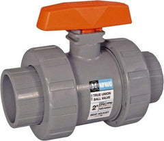 Hayward - 3/4" Pipe, Full Port, PVC Full Port Ball Valve - Bi-Directional, Socket x Thread Ends, Tee Handle, 250 WOG - USA Tool & Supply