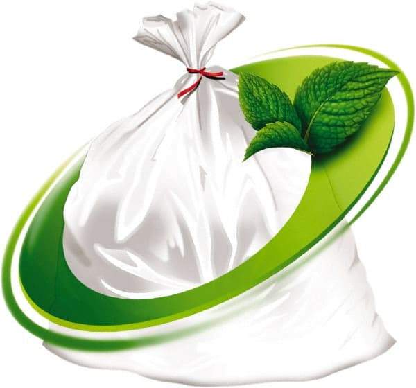 Mint-X - 1.7 mil Thick, Rodent Repellent Trash Bags - Linear Low-Density Polyethylene (LLDPE), Flat Pack Dispenser, 43" Wide x 47" High, Clear - USA Tool & Supply