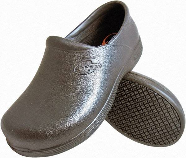 Genuine Grip - Women's Medium Width Plain Work Shoe - Black, EVA Upper, Rubber Outsole, 4" High, Dielectric, Non-Slip, Waterproof - USA Tool & Supply