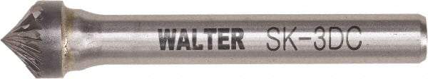 WALTER Surface Technologies - 3/8" Cut Diam, 1/4" Shank Diam, Cone Head Double Cut Burr - Tungsten Carbide, 0.2" LOC, 4-1/2" OAL - USA Tool & Supply