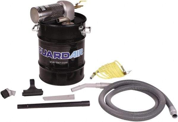 Guardair - 10 Gal Steel Tank, Air Powered Wet/Dry Vacuum - 5 Peak hp, 10' Hose Fitting, Cordless, Cartridge Filter - USA Tool & Supply