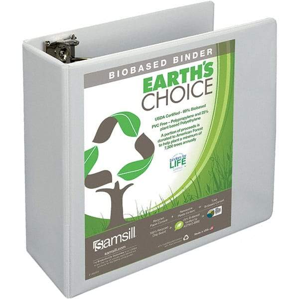 Samsill - 700 Sheet Capacity, 8-1/2 x 11", View Ring Binder - Polypropylene, White - USA Tool & Supply