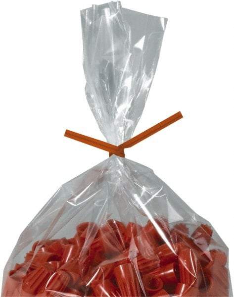 Made in USA - 10" Long, Bag Tie - Orange - USA Tool & Supply